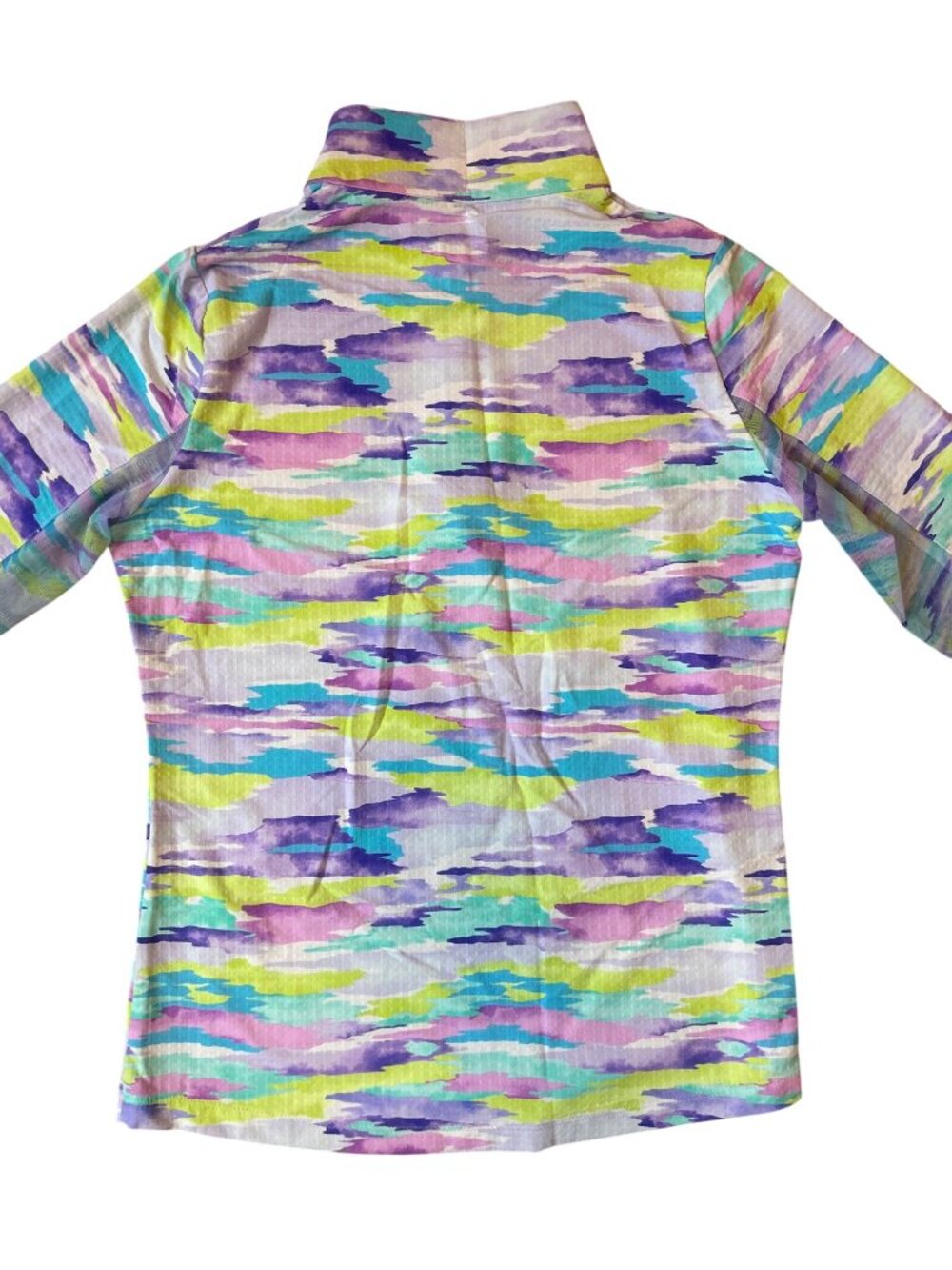 IBKÜL Womens Long Sleeve Zip Mock Neck Top Jessie Plum Multi XS UPF 50+ Cool Fee - Picture 8 of 14